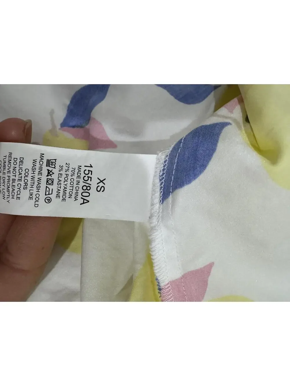 Kate Spade New York Lemon Print Ruffle Sleeve Top White Yellow XS - Picture 9 of 9